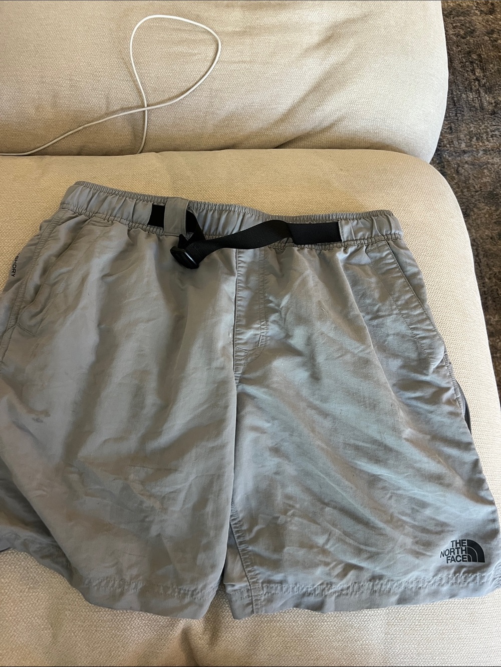 The North Face Gray Outdoor Athletic Shorts with Black Belt